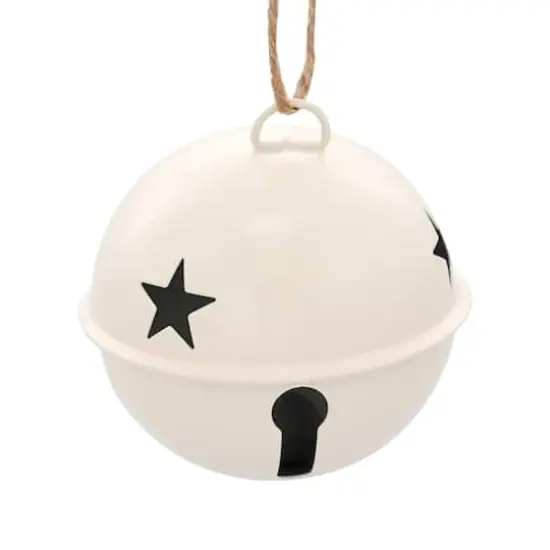 6 Pack 85mm Jingle Bell Ivory Ball Ornaments {1}