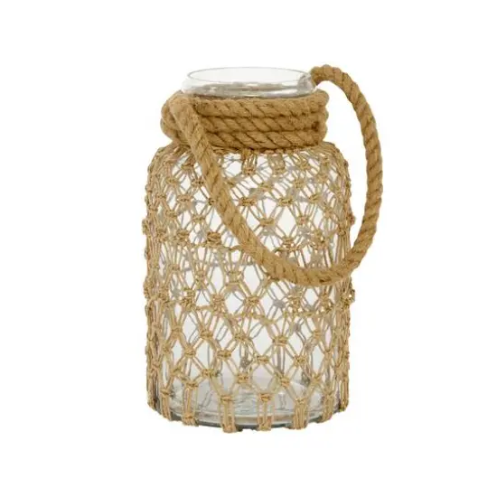 Brown Glass Coastal Lantern, 12" x 7" x 8" {1}
