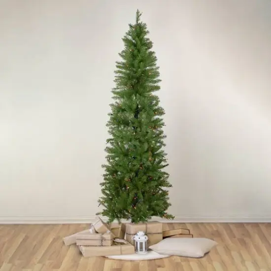 6.5ft. Pre-Lit Silver Lake Fir Artificial Christmas Tree, Multicolor Lights {3}