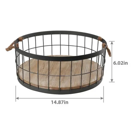 Wire Baskets with Wooden Base & Handles, 2ct. {8}