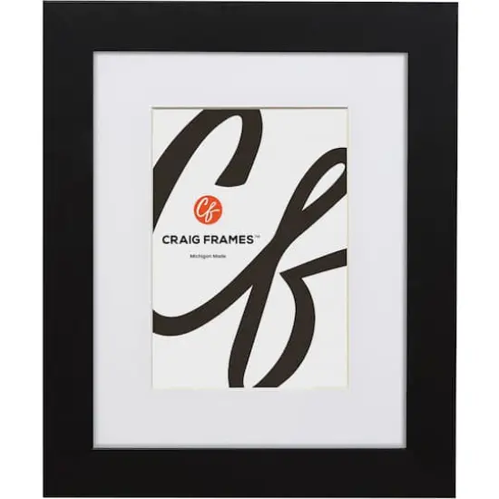 Craig Frames Bauhaus Mystic Satin Black Picture Frame with Mat {1}