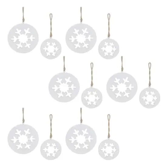 White Wood Snowflake Cut-Out Ornament (Set of 12) {1}