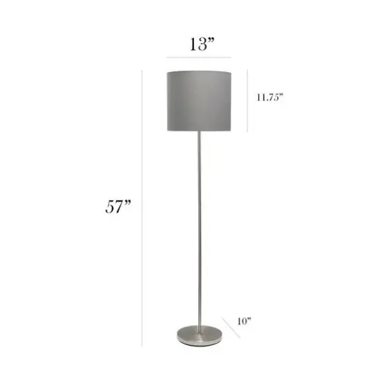 Simple Designs 57" Brushed Nickel Drum Shade Floor Lamp Brushed Nickel and Gray {4}