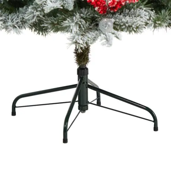 6ft. Pre-Lit Snow Tipped Norwegian Fir Artificial Christmas Tree, White LED Lights {7}