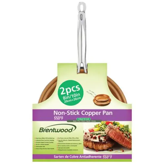 Brentwood 2-Piece Nonstick Induction-Compatible Copper Fry Pan Set {3}