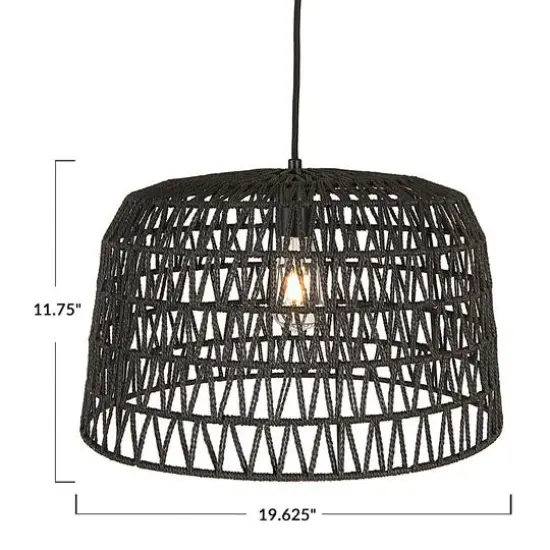 Hello Honey&reg; 19.5" Charcoal Gray Woven Pendant Lamp {6}
