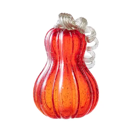 Glitzhome&reg; 8.5" Fall Red Glass Gourd with Glitter {8}