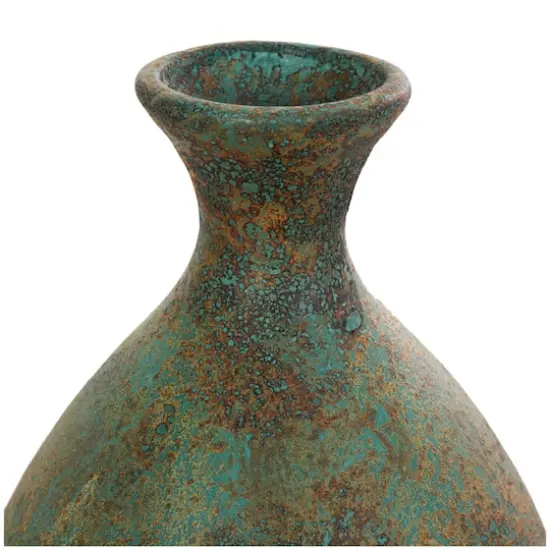 23.5" Rustic Green & Brown Antique-Style Ceramic Vase {4}