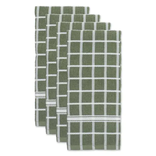 DII&reg; Solid Windowpane Terry Dishtowels, 4ct. Artichoke {4}