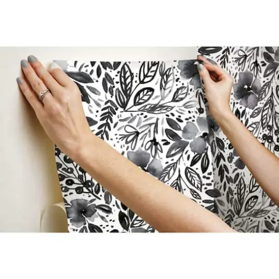 RoomMates Clara Jean April Showers Peel & Stick Wallpaper Black/White {11}