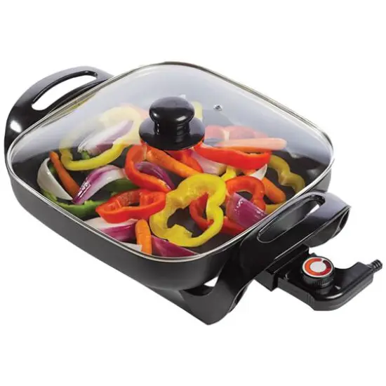 Brentwood 12" Black Nonstick Electric Skillet with Glass Lid {3}