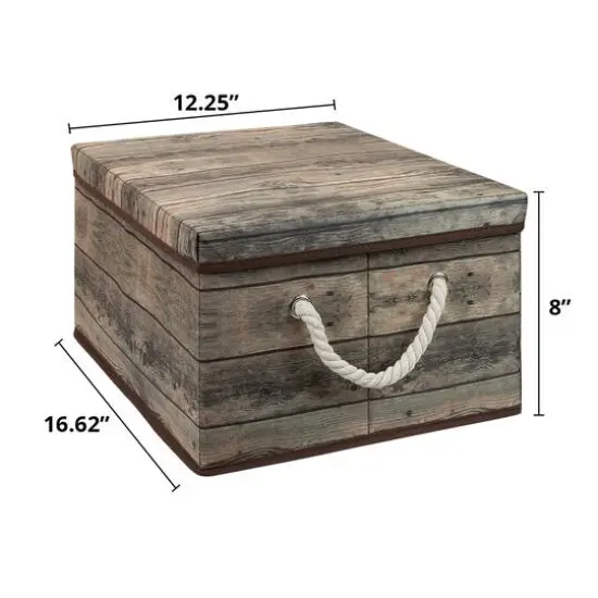 Sorbus 16.5" Rustic Wood Pattern Storage Box, 2ct. Brown Wood {6}