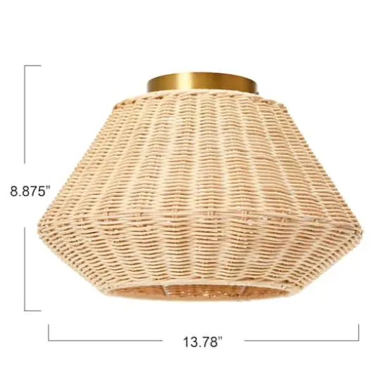 Hello Honey&reg; 13.8" Coastal Ceiling Lamp with Rattan Shade and Iron Base {5}