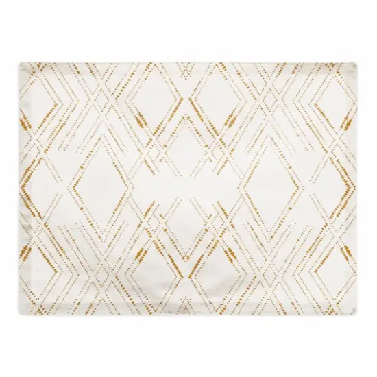 Diamond Cotton Twill Placemat White/Gold {1}