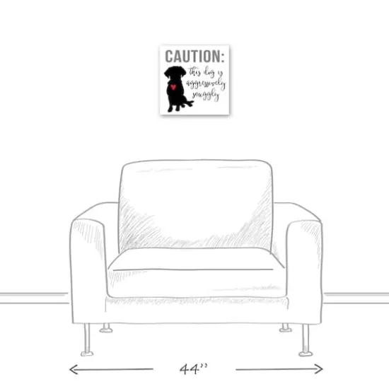 Caution Dog Snuggles Canvas Wall Art {5}