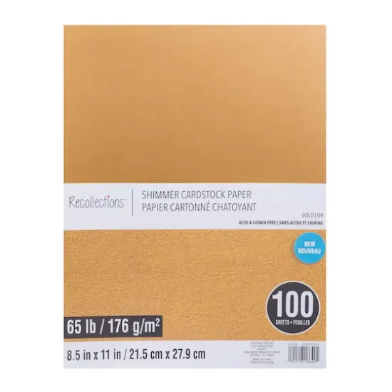 Gold Shimmer 8.5" x 11" Cardstock Paper by Recollections&trade;,100 Sheets {1}