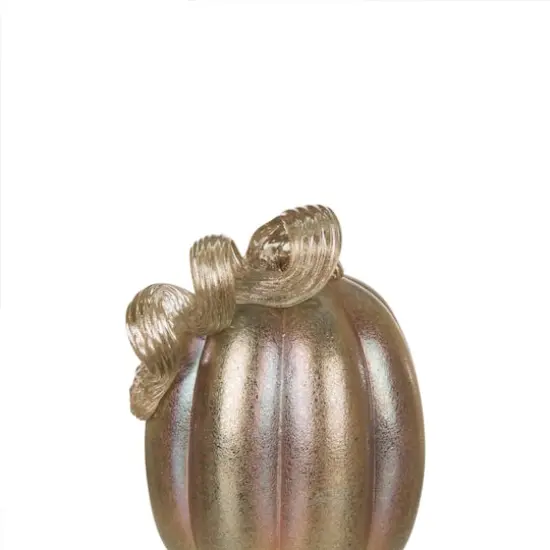 Glitzhome&reg; 5" Blue & Gold Glittery Glass Pumpkin, 2ct. {7}