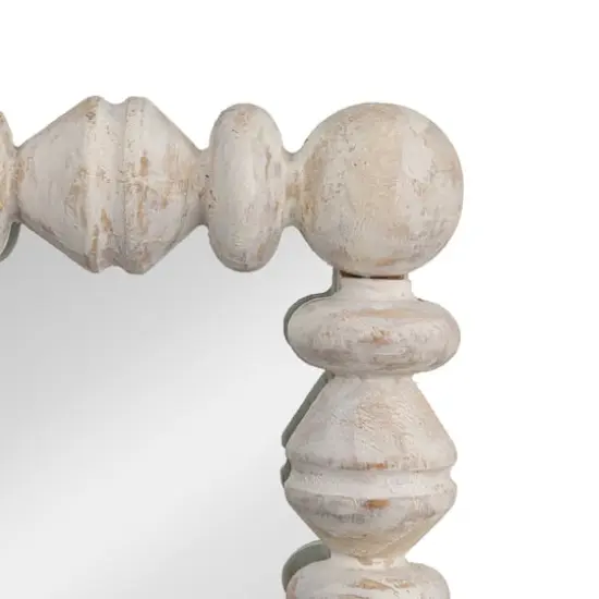 Hello Honey&reg; 25.75" White Square Raised Dowel Wood Wall Mirror {3}