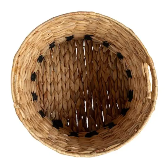 Household Essentials 11.75" Natural Water Hyacinth & Paper Basket with Black Stripes {3}