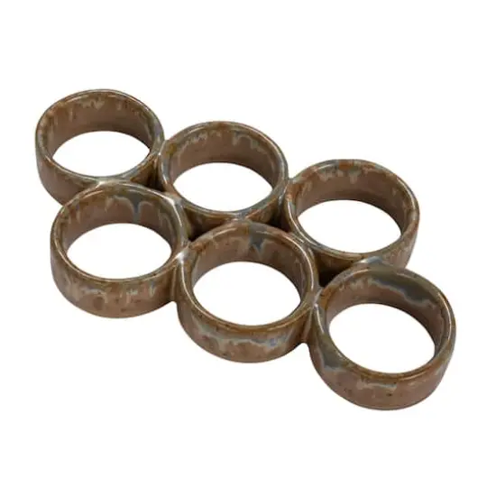 Hello Honey&reg; Brown & Blue Reactive Glaze Stoneware Egg Holder {1}