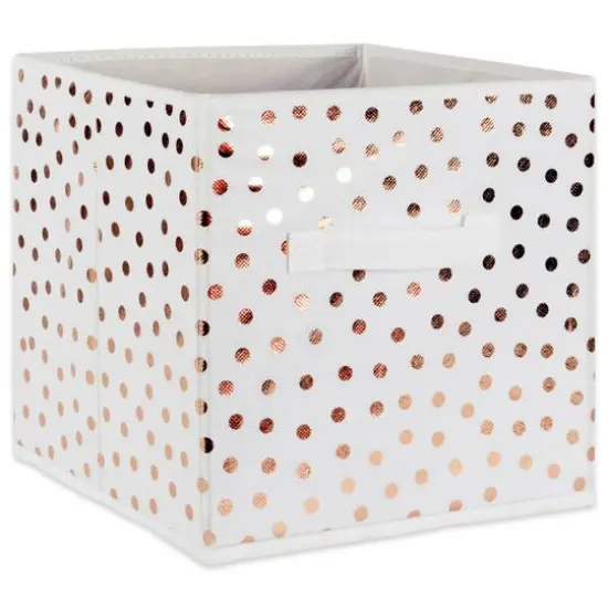 DII&reg; 11" Nonwoven Polyester Small Dots Storage Cubes, 4ct. White/Copper {4}