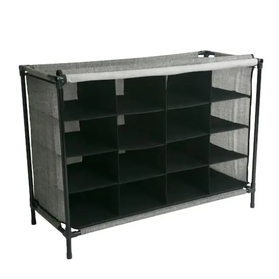 Simplify Black 16 Compartment Shoe Cubby {1}