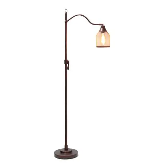 Lalia Home 5ft. Red Bronze Vintage Arched Floor Lamp with Iron Mesh Shade {12}