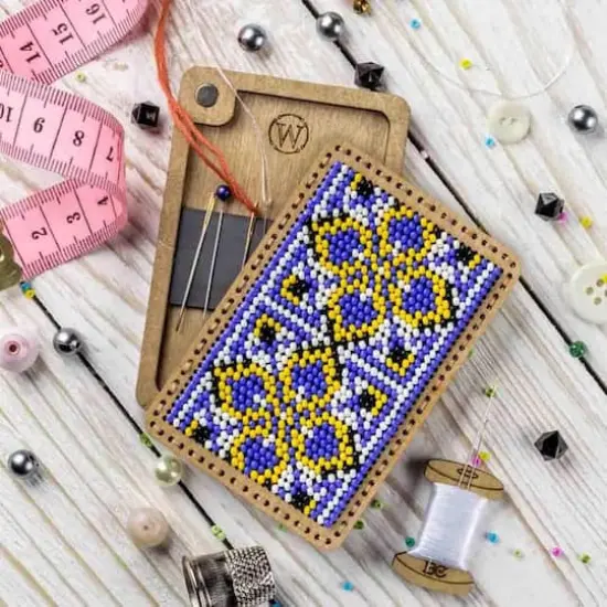 Wonderland Crafts Blue & Yellow Bead Embroidery Needle Box Kit {3}