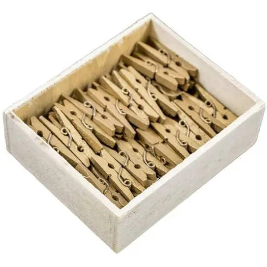 JAM Paper 1.125" Gold Wood Clip Clothespins, 50ct. {1}
