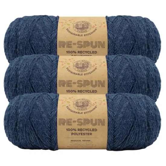 3 Pack Lion Brand&reg; Re-Spun Recycled Yarn Deep Denim {1}