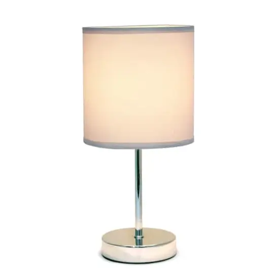 Creekwood Home Nauru 12" Brushed Nickel Petite Metal Stick Table Lamp Slate Gray {6}