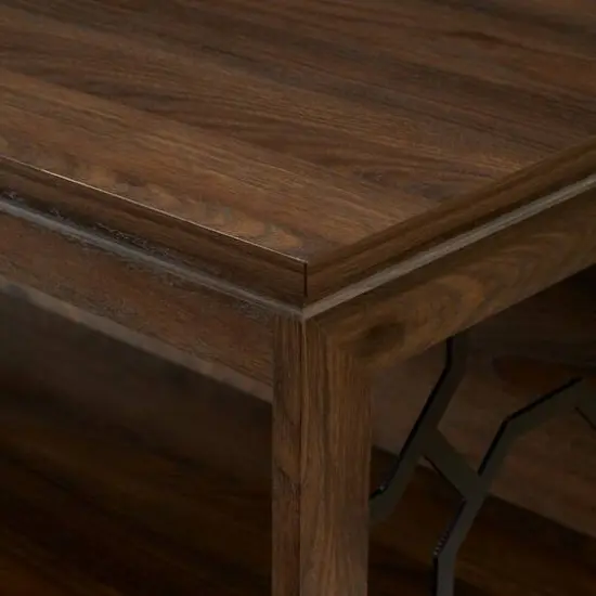 Walker Edison Dark Walnut Lateral Bookshelf with Decorative Metal Sides {7}