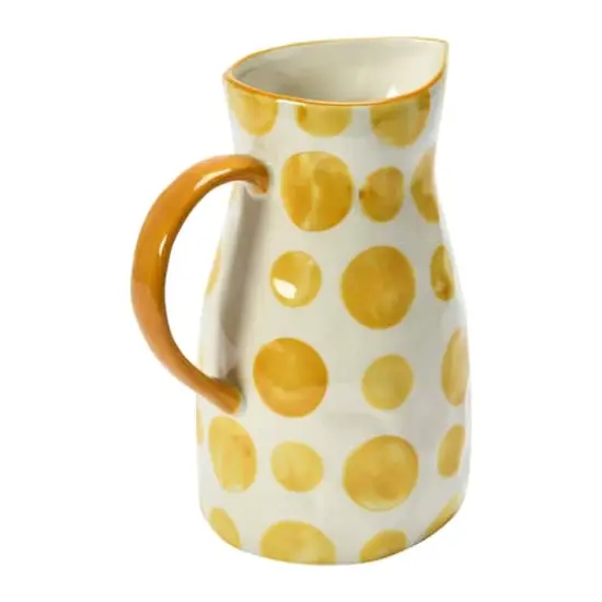Hello Honey&reg; 8.2" White & Yellow Stoneware Pitcher {4}