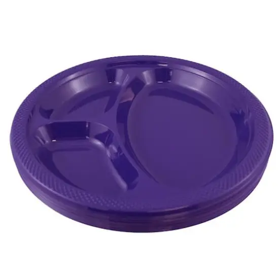 JAM Paper 10.25" Divided Plastic Party Plates, 20ct. Purple {3}