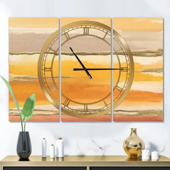 Designart 'Gilded Amber Ii Modern Multipanel Wall Clock {3}