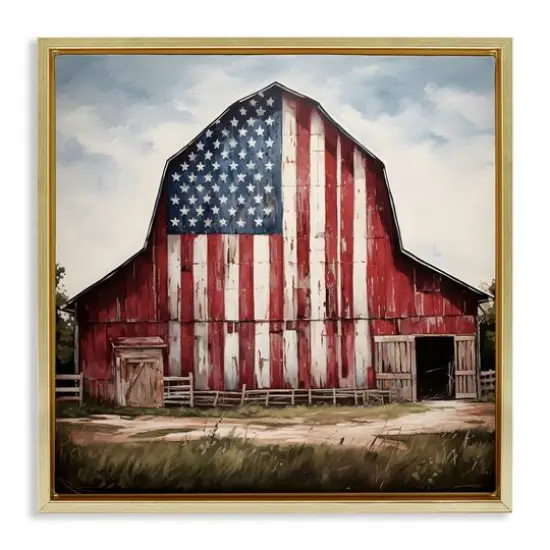 Stupell Industries Americana Barn View Floater Framed Art Gold {1}