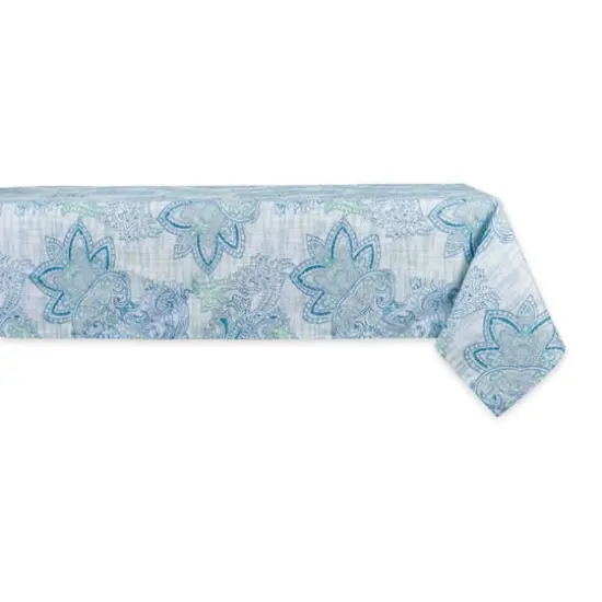 Blue Watercolor Paisley Print Outdoor Tablecloth 60" x 120" {1}
