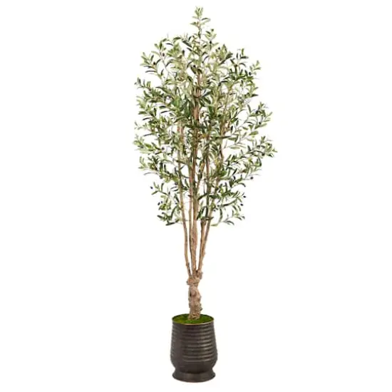 6.5ft. Olive Artificial Tree in Ribbed Metal Planter {1}
