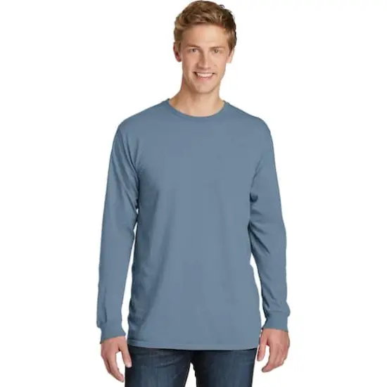 Port & Company® Beach Wash® Colors Garment-Dyed Long Sleeve Tee Denim Blue {4}
