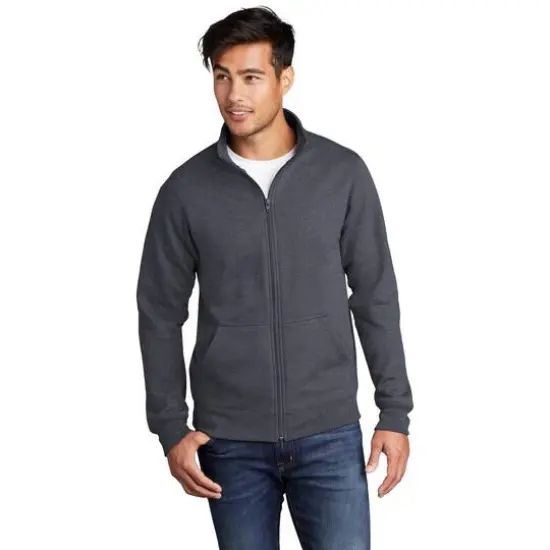 Port & Company&reg; Core Fleece Cadet Full-Zip Adult Unisex Sweatshirt Heather Navy {4}