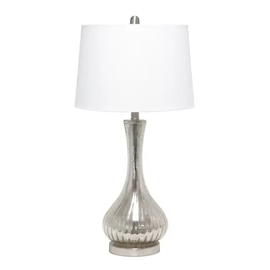 Lalia Home 29" Speckled Mercury Tear Drop Table Lamp with White Fabric Shade {1}