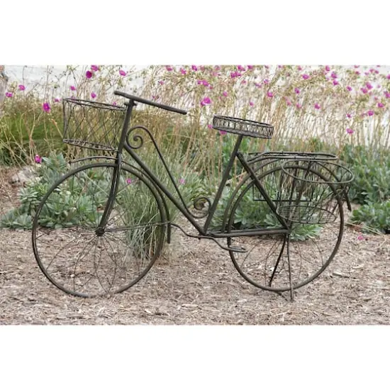 Silver Metal Vintage Bicycle Plantstand, 56" x 31" {8}