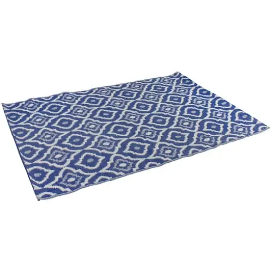 Blue & White Geometric Rectangular Outdoor Area Rug, 4ft. x 6ft. {4}