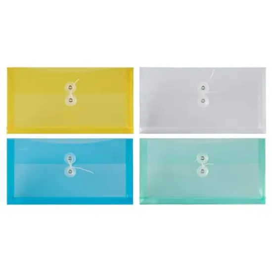 JAM Paper 5.25" x 10" Assorted Plastic Button String Booklet Envelopes, 24ct. {1}