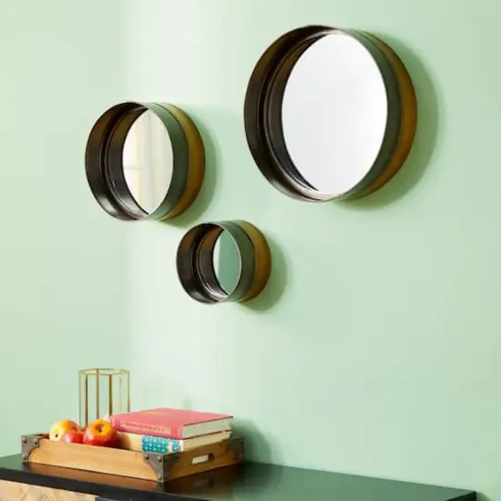 Black Metal Wall Mirror Set {10}