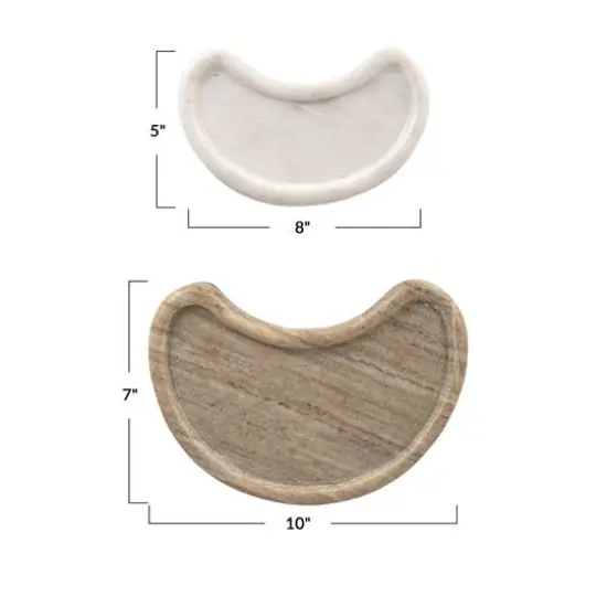 Hello Honey&reg; White & Buff Nestable Marble Kidney Shaped Tray Set {13}