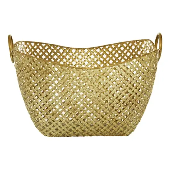 Gold Metal Contemporary Storage Basket {1}