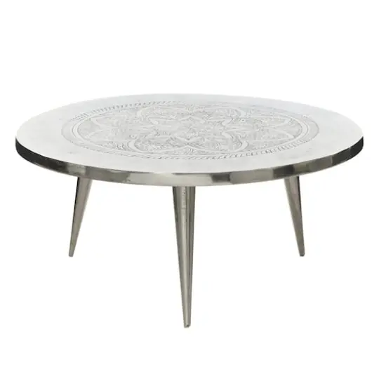 Silver Aluminum Traditional Coffee Table {1}