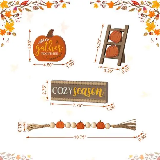 Glitzhome&reg; Fall Wood Word Signs Table D&eacute;cor Set {9}