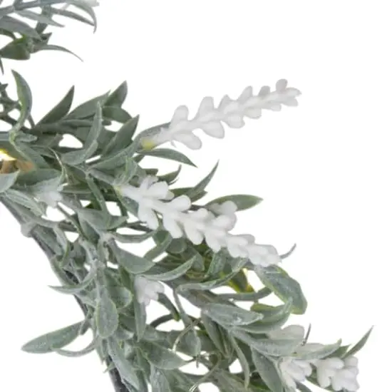16" White LED Lighted Artificial White Lavender Spring Wreath {3}